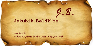 Jakubik Balázs névjegykártya